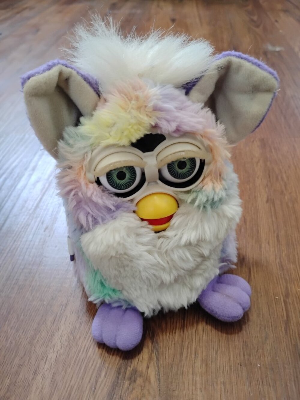Vintage Y2K Tiger Electronics Furby Plush Toy Rainbow Pastel